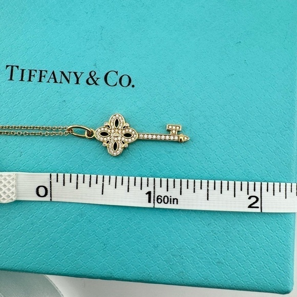 Tiffany & Co. Diamond Mini Victoria Key Necklace 18k Rose Gold 16" - Picture 6 of 7